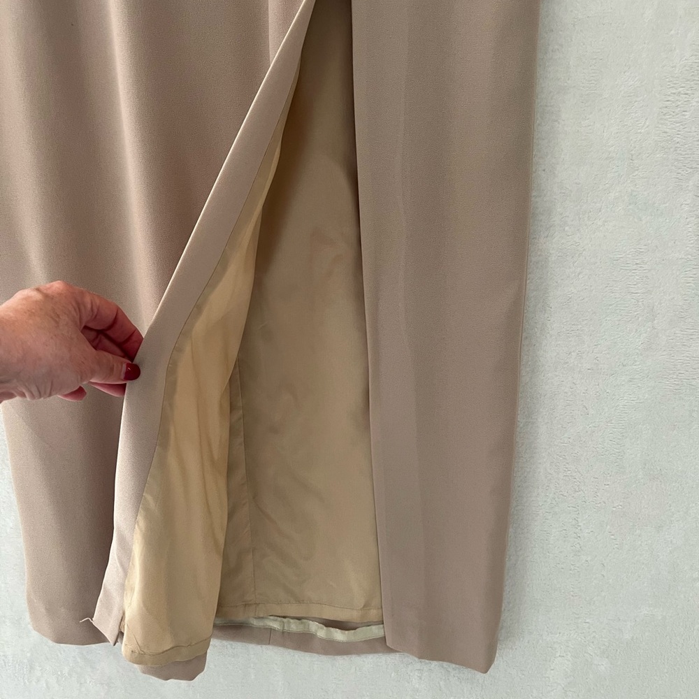 Adriana Papell Occasions Full Length Evening Maxi Pencil Split Skirt Tan Size 10 - Picture 3 of 10